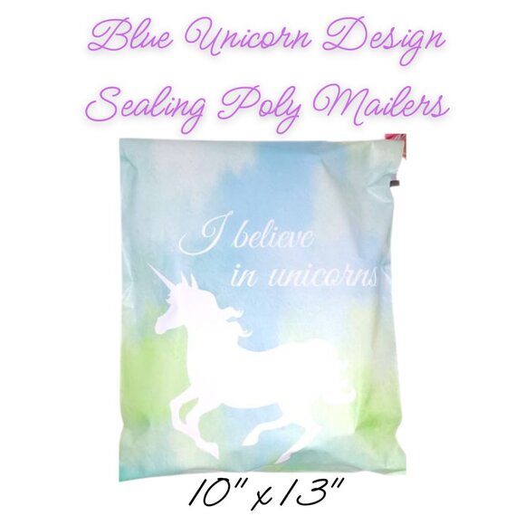 Blue Unicorn Design Sealing Poly Mailers ~ Qty 20 ~ Size 10x13 - Picture 1 of 3